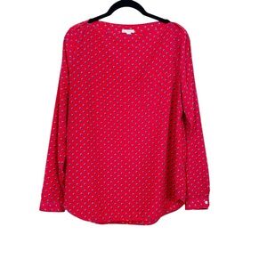 Gap Boatneck Long Sleeved Pullover Blouse Polka Dots Red Blue Orange Size M
